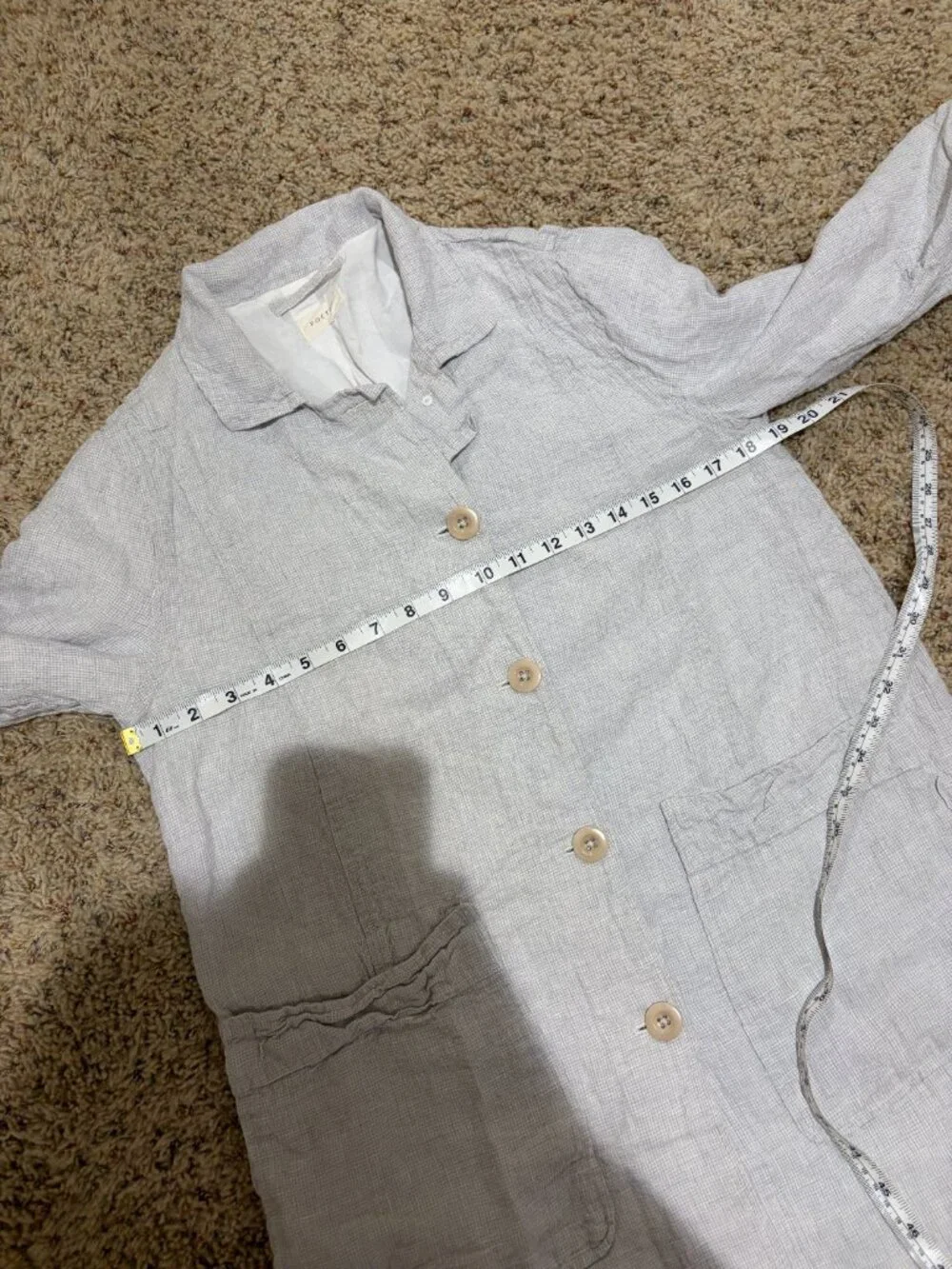 Poetry Long Jacket High-Twist Linen in Ice Grey